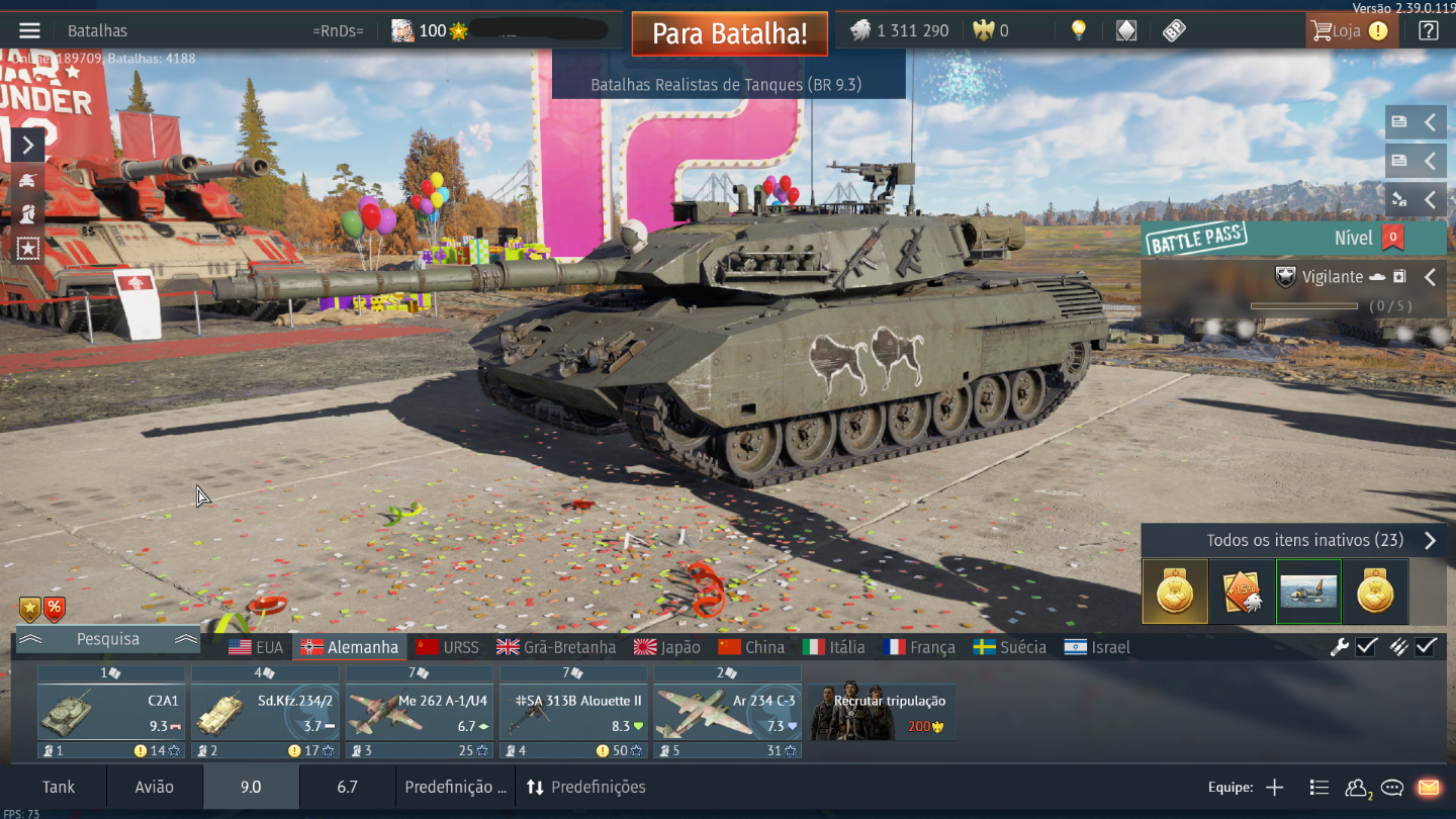 CONTA WAR THUNDER LVL 100 COM DIVERSOS VEICULOS RAROS INCLUINDO O OBJECT 279