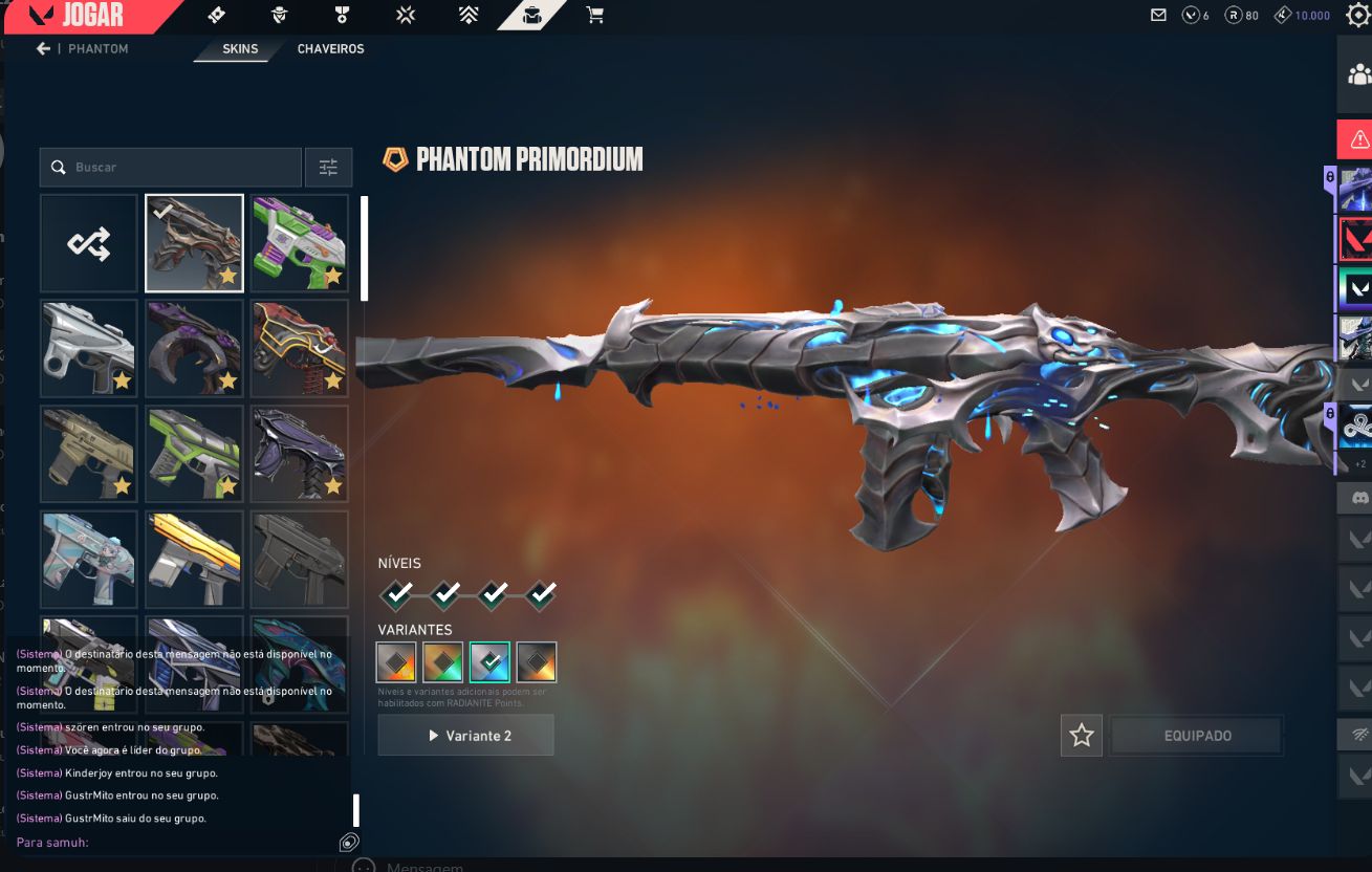 Conta valorant 9 vandal, 8 phantom, 5 skins de faca, operator 2.3k gastos