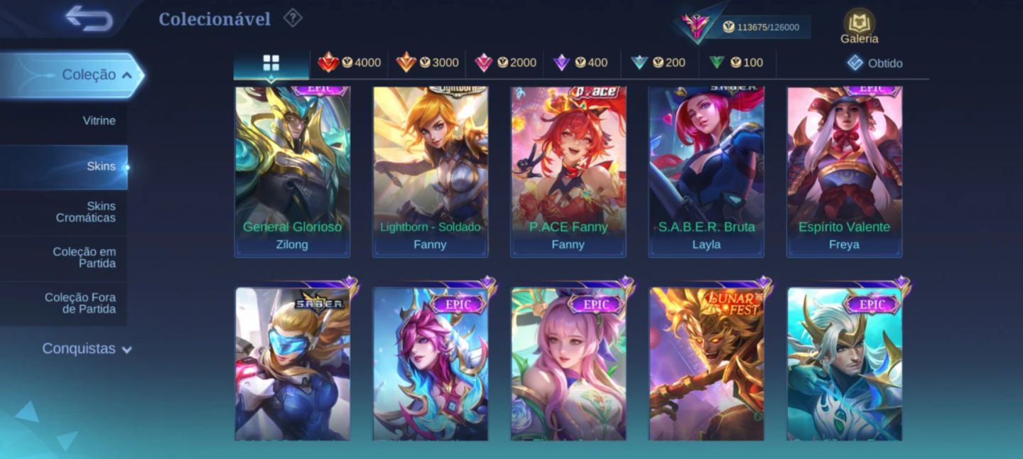 Conta Antiga Lvl 129, Full Herois, Full Emblemas, Muitas Skins e Colecionaveis!!