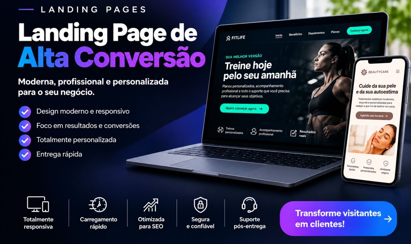 Landing Page de Alta Conversão, Moderna e Personaliza