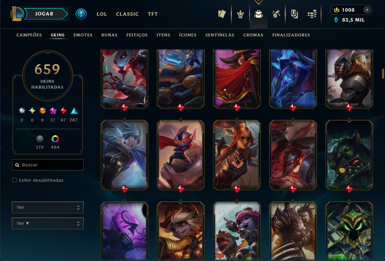 Lvl 767 | 659 skins | 1008 RP | Bordas e muitos mais