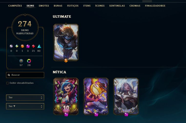 Conta lol rara, janna vitoriosa, elise vitoriosa, rammus rei