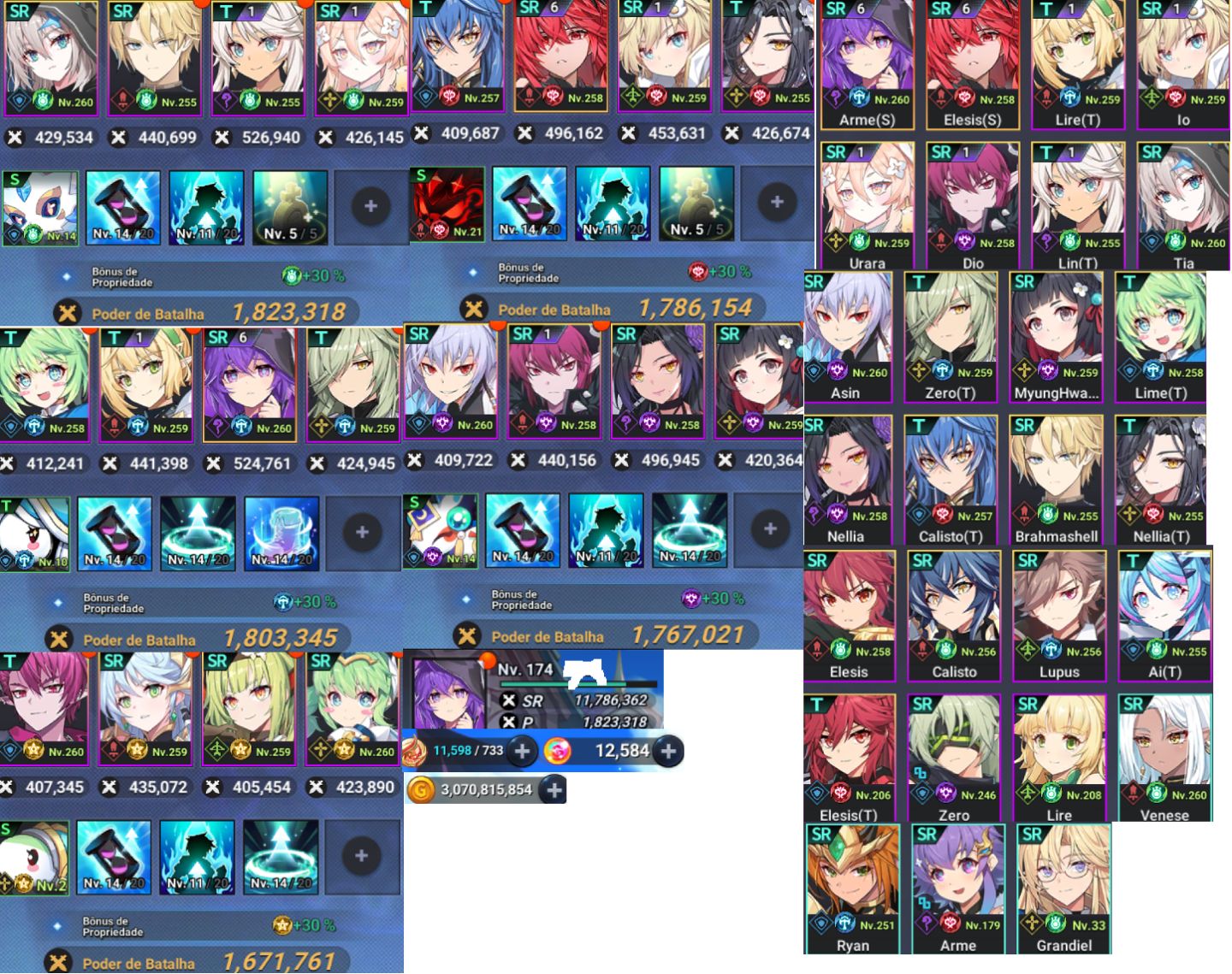 Conta Grand Chase Mobile com Vários Trajes