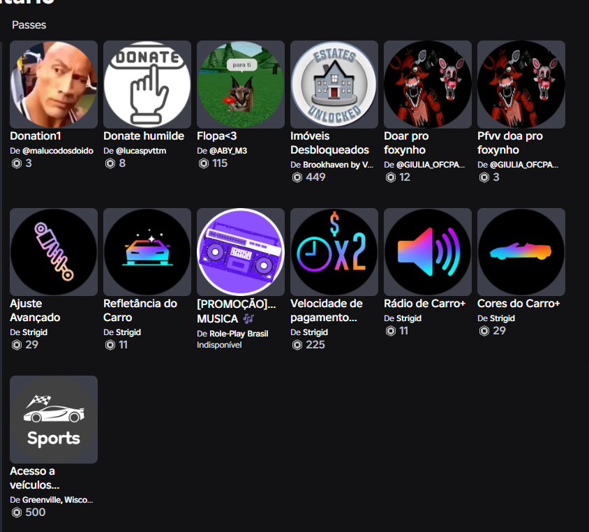 Conta roblox com skins, passes e etc de jogos, conta boa.