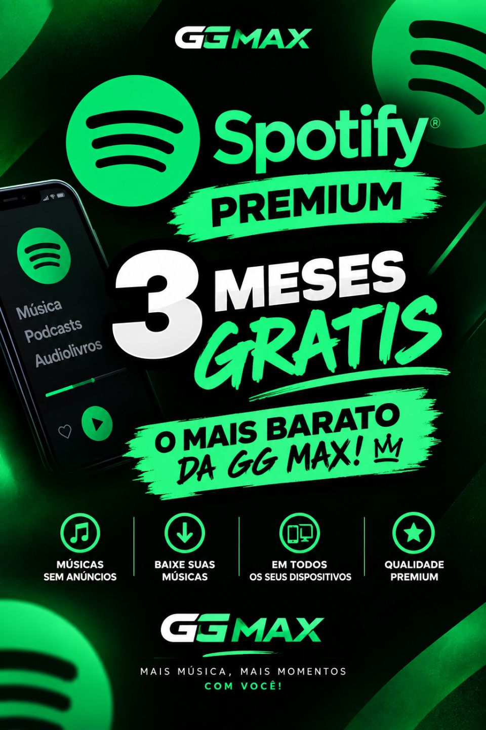Spotify Premium 3 MESES( O MAIS BARATO DA GGMAX)