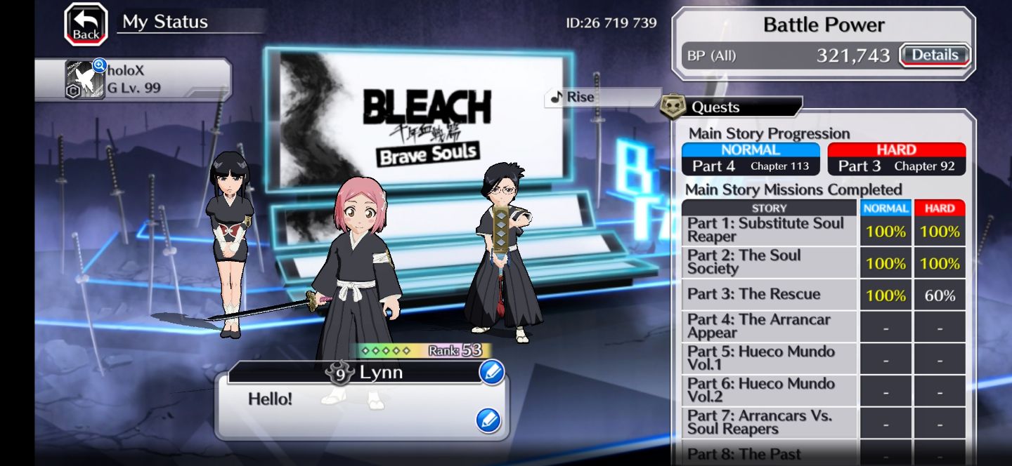Conta Bleach Brave Souls nanao Ise