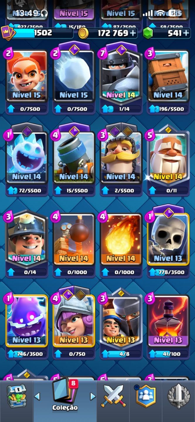 Conta de Clash royale com muitas cartas upadas e EVOS