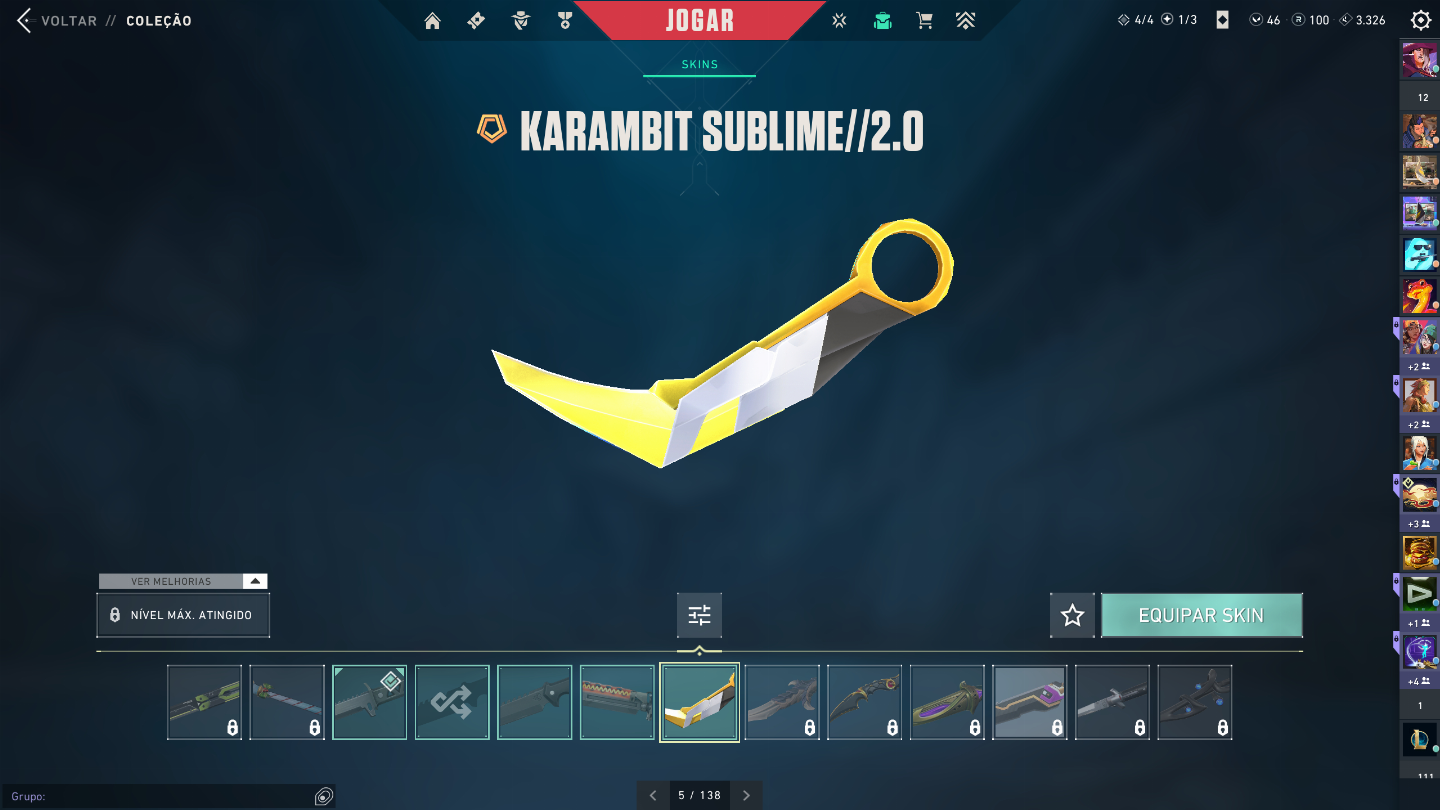 Conta de valorant com várias skins elo ouro 3 1300 gastos
