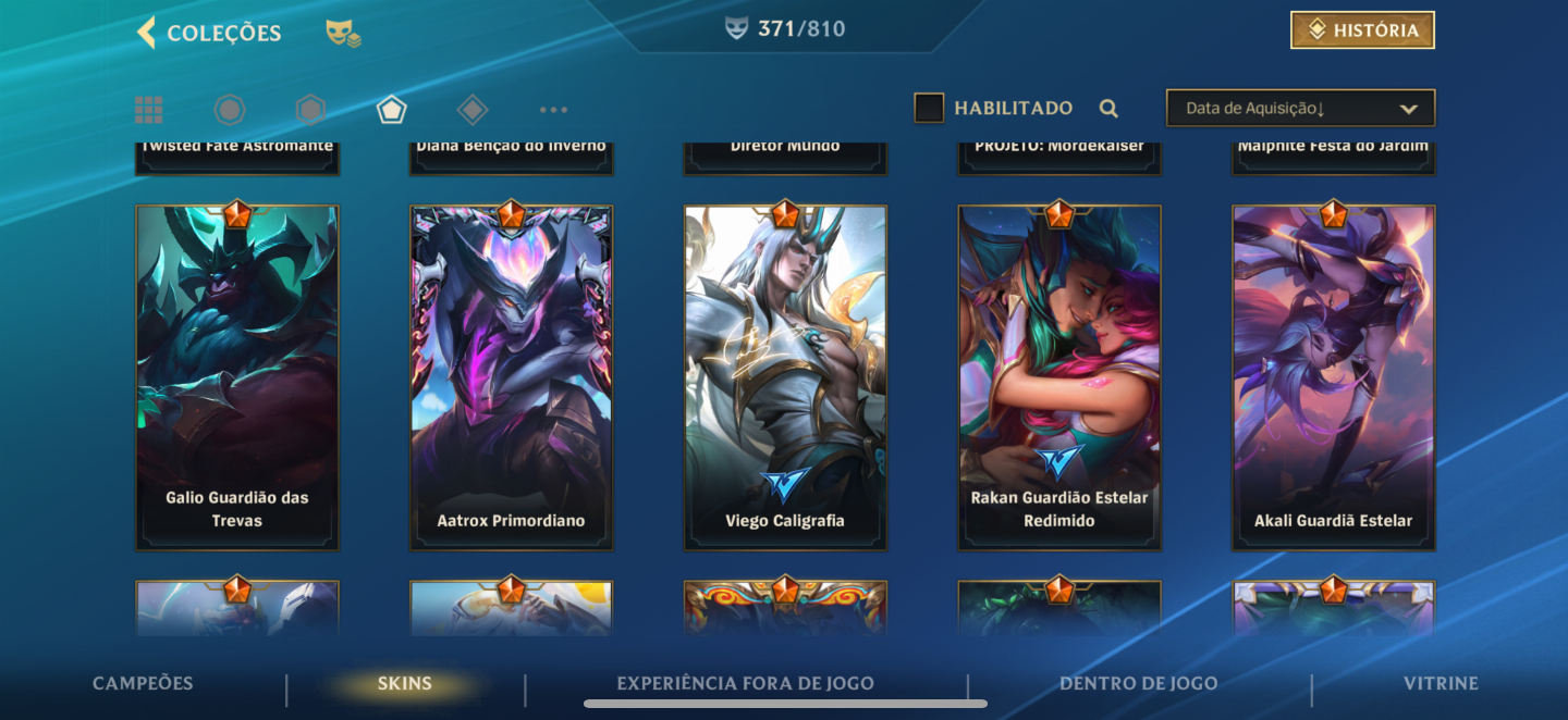 Conta wild rift 371 skins, já foi lenda e monarca