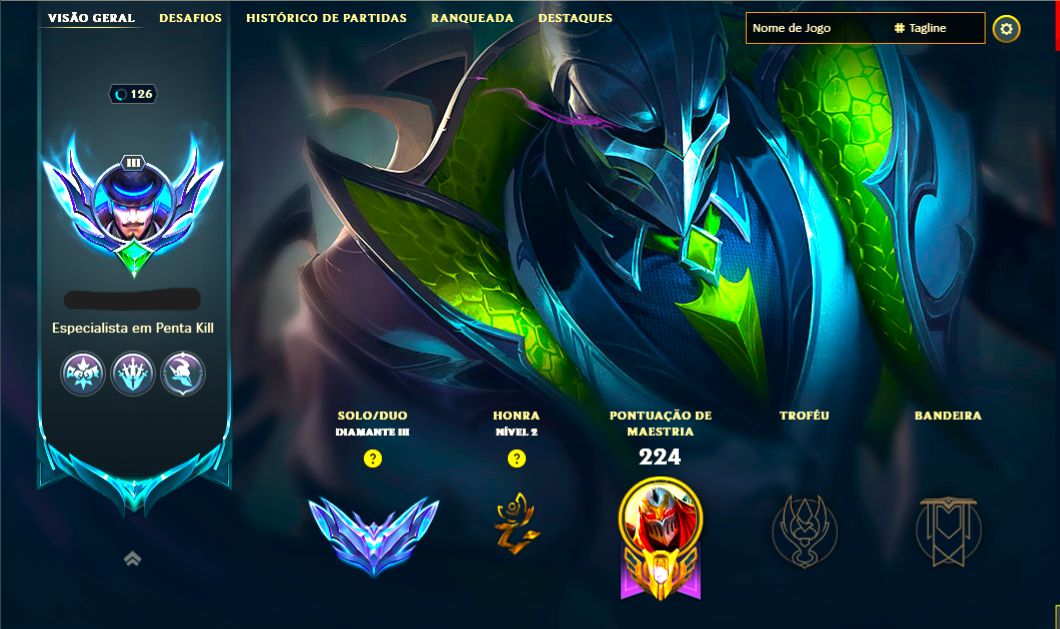 SKIN LENDÁRIA ZED GALANTE + [ DIAMANTE 3 COM 60% DE WIN RATE ] + [ TROCA NICK ]