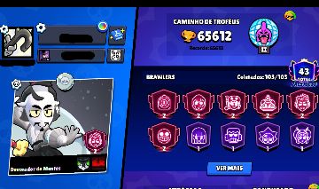 CONTA BRAWL STARS - 103/103 BRAWLERS | 65K TROFÉUS | 66 HIPERCARGAS | PASSES