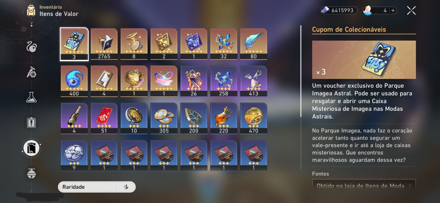 CONTA HSR LVL 70 21 PERSONAGENS T5 + 11 CONES T5