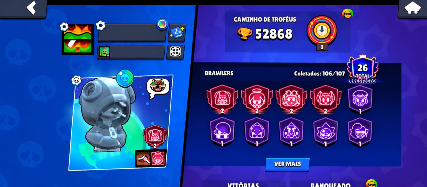 BRAWL STARS FULL 107/107 BRAWLERS + 52K TROFÉUS