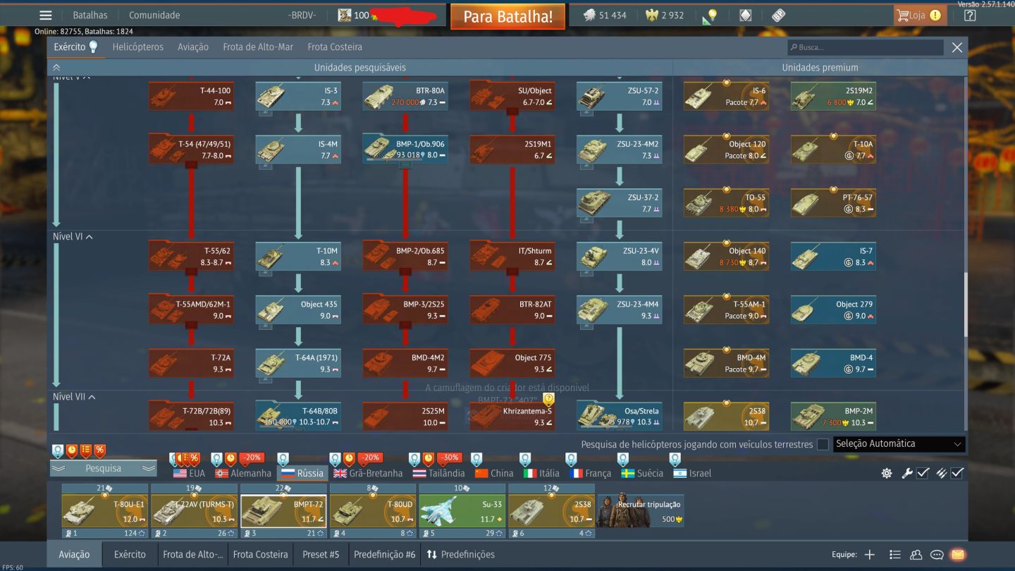 Conta War Thunder 50+ Veiculos Premium Avião e Tanque
