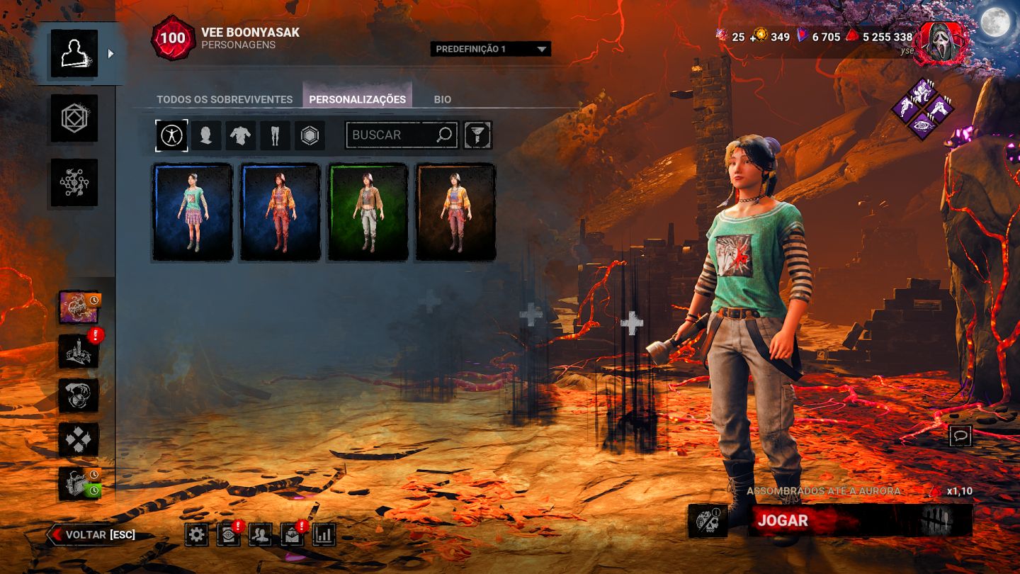 Conta DBD com bordas legacy, DLC do Myers, muitas skins e P100