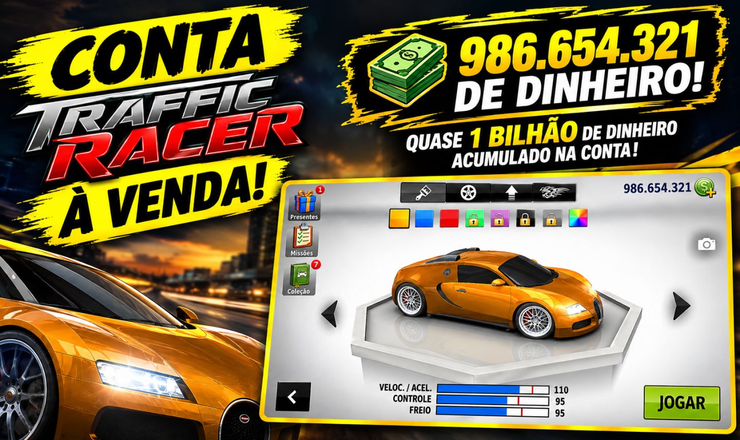 Conta Traffic Racer Com Muito Dinheiro
