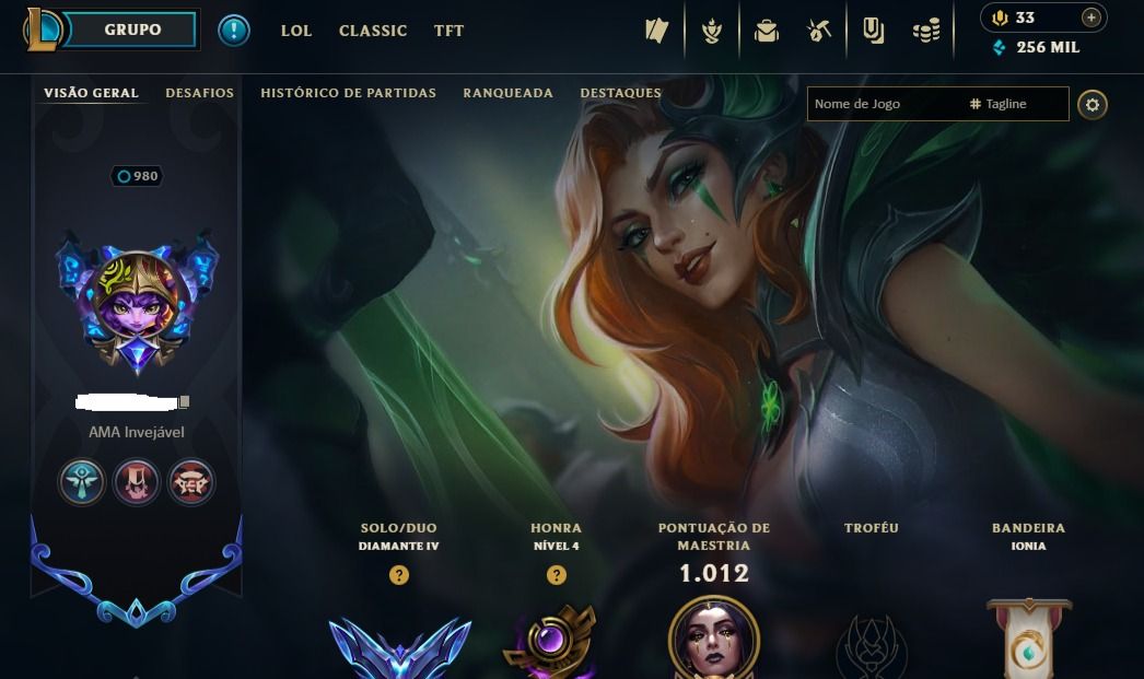 Conta LOL Diamante 300 Skins 180 Cromas Morgana Vitoriosa e icones 2014