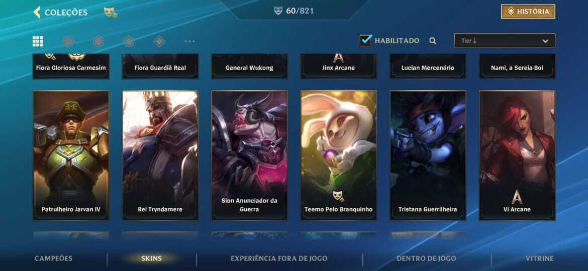 CONTA - LEAGUE OF LEGENDS WILD RIFT (COM SKINS LENDÁRIAS)