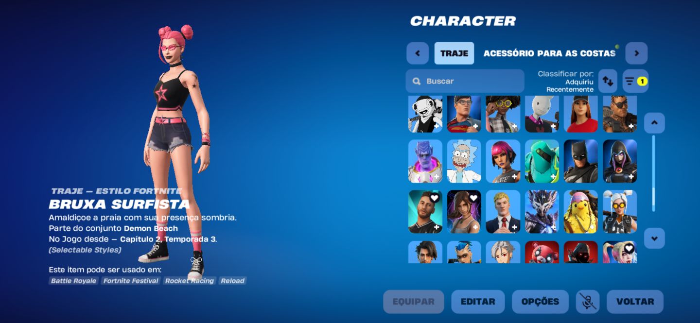 Conta Fortnite Neymar + Griddy + Arlequina | Skins Tryhard