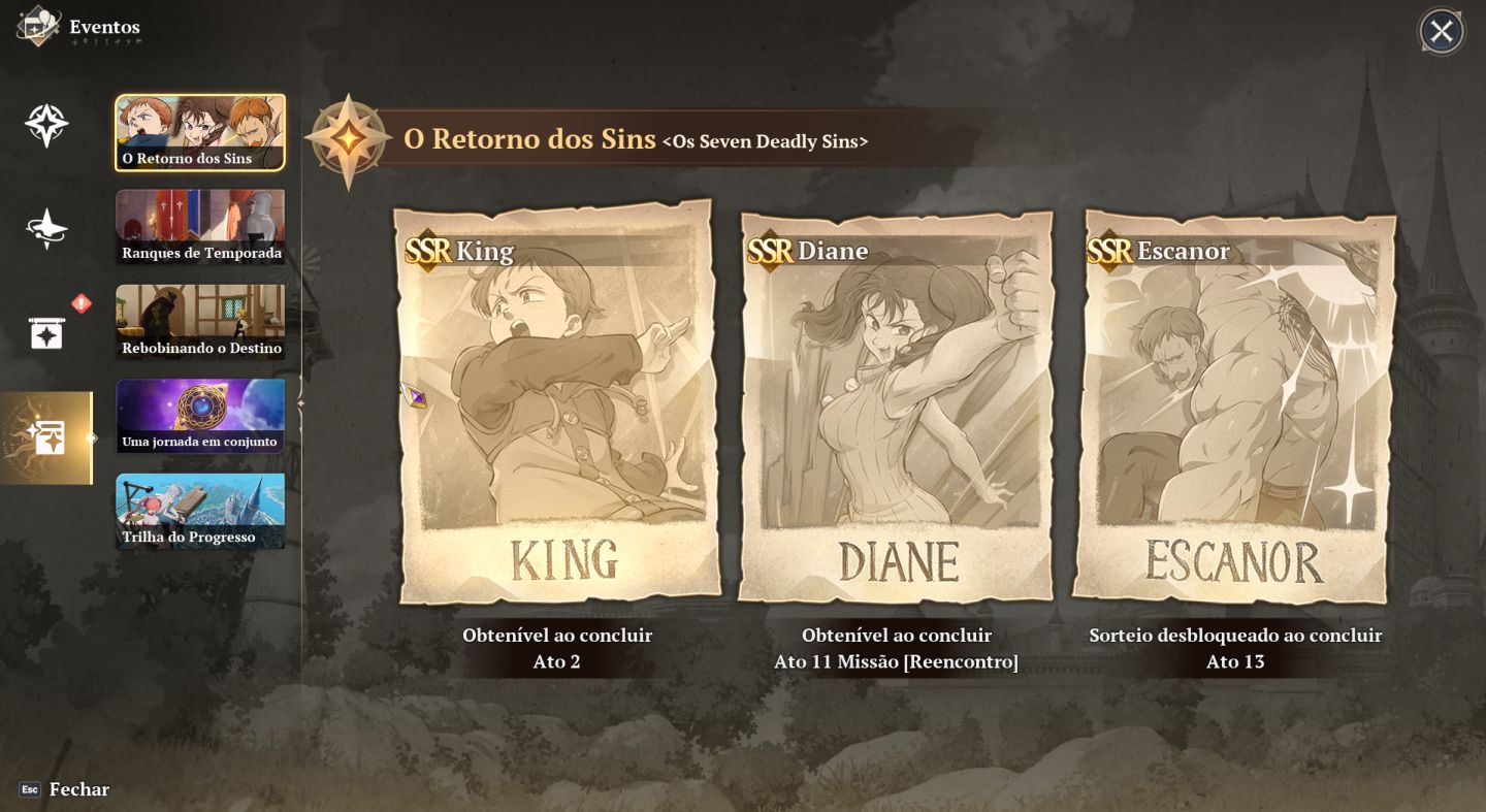 Conta iniciante Escanor + Guila | 2 Ticket SSR | 200+ tiros no banner|