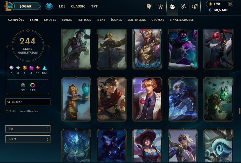 CONTA PLAT III - 244 SKIN - FULL CHAMP + ESPÓLIOS LOTADOS! - 100% SEGURA!