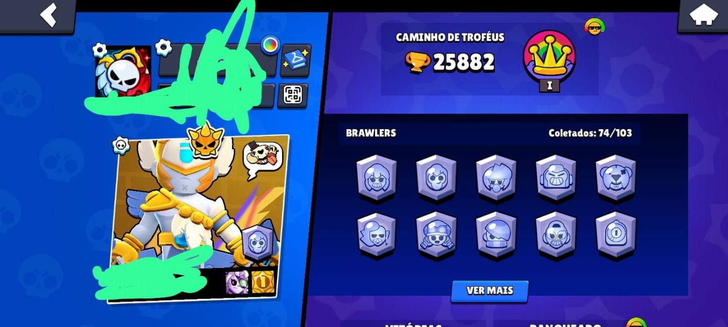 (valor negociável)Conta braw stars 25000 troféus e uma de Clash Royale