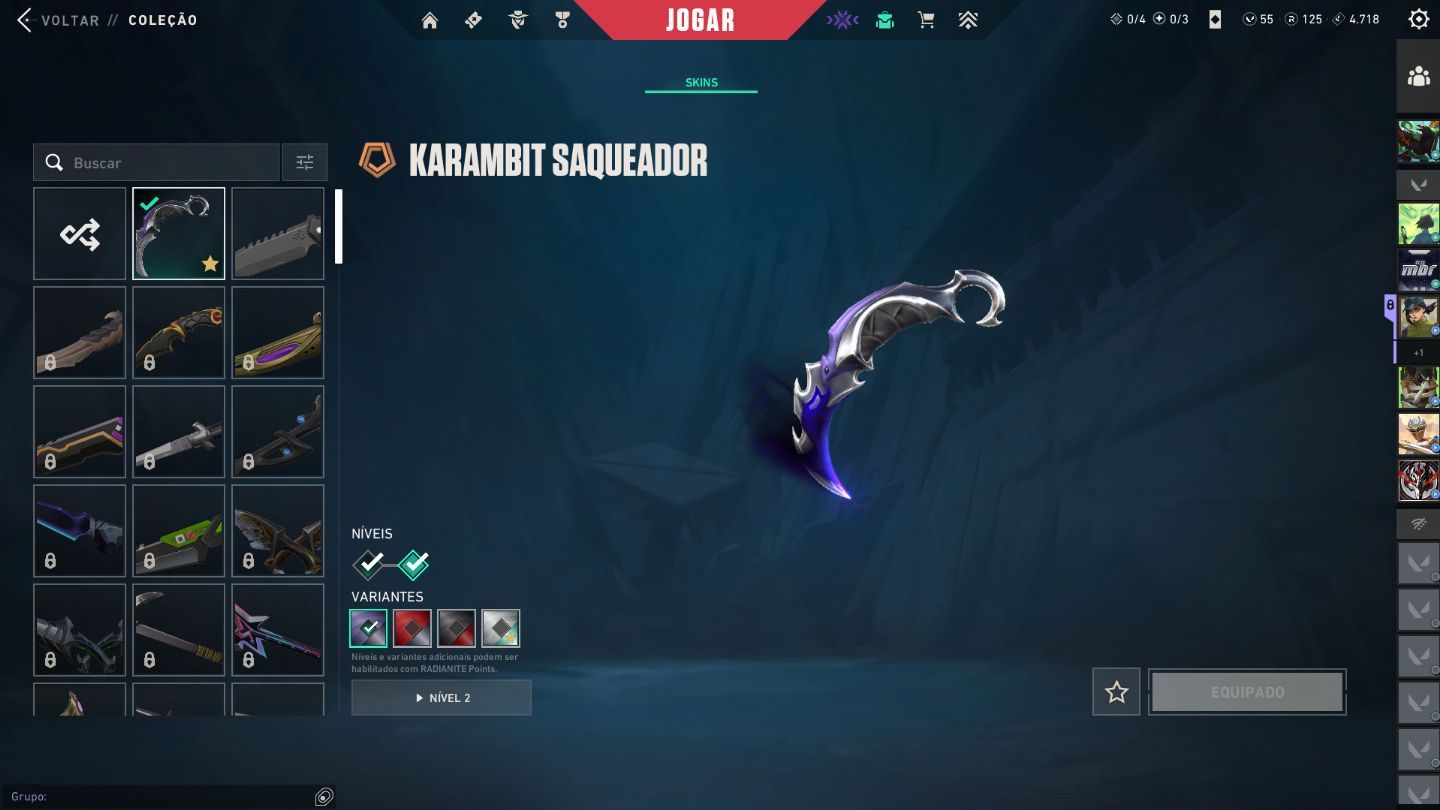 Conta com karambit saqueadora , primordium e mais