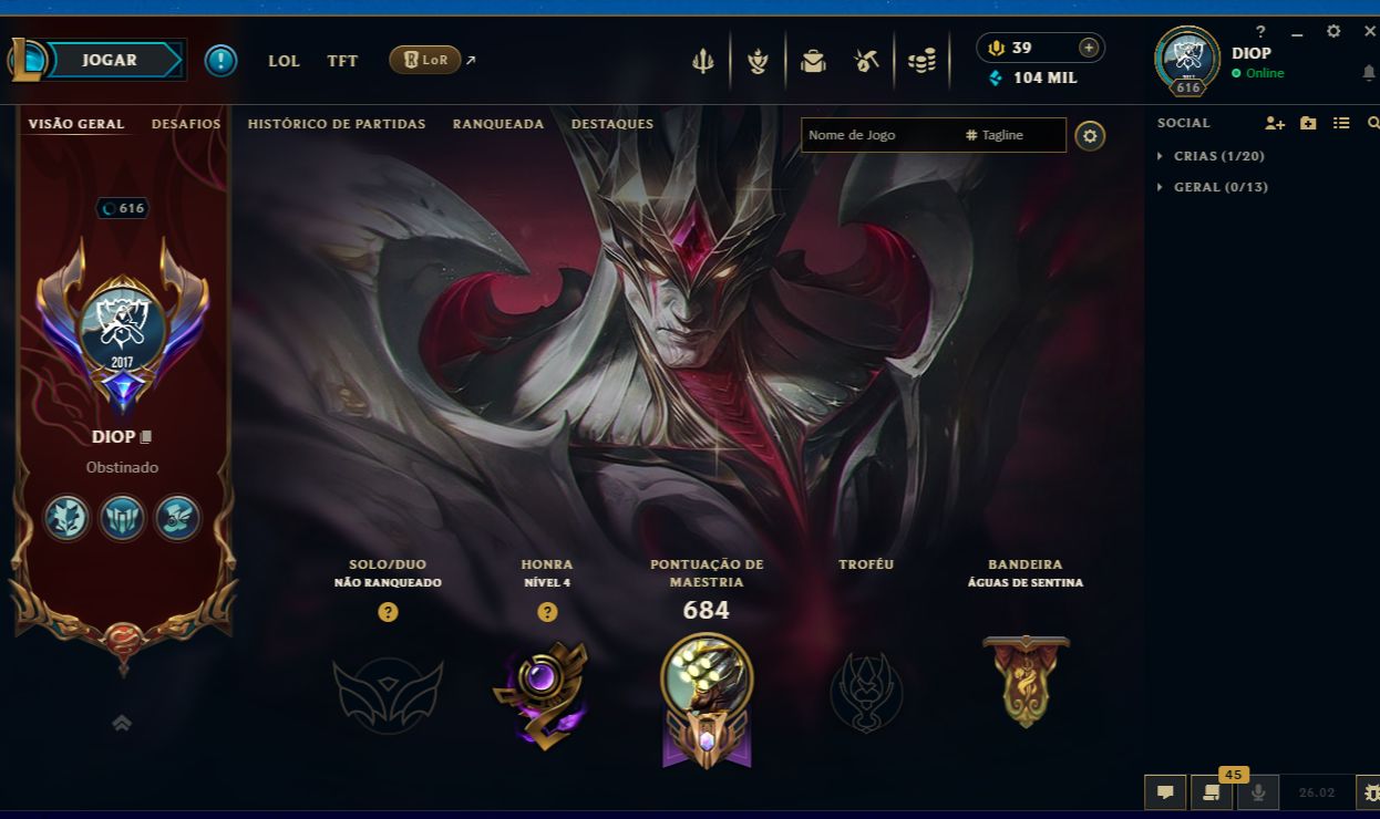 Conta League of Legends LVL 616 - Platina 247 Skins