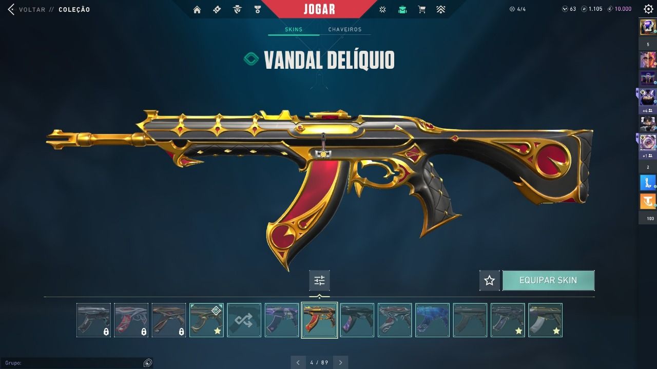 CONTA VALORANT, atualmente platincom muitas skins.