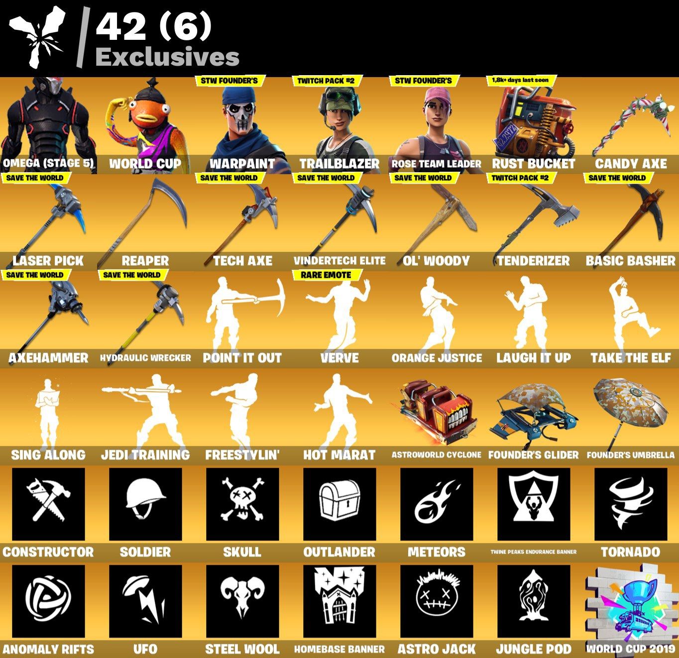 CONTA FORTNITE 2018/19 RARA 115+ SKINS S4/C1 E SALVE O MUNDO FUNDADOR