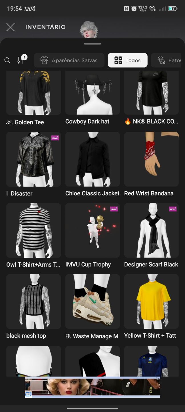 Conta IMVU, masculina com mais de 150 ítens (preço negociável)