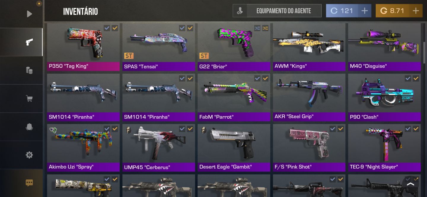 CONTA DE STANDOFF COM 1 FACA E 2 LUVAS E ALGUMAS ARMAS RARAS