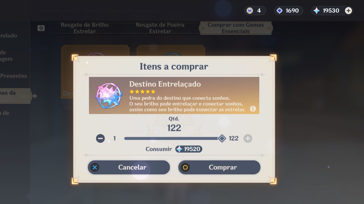 Conta Genshin - Vesna + BIS, Vodyanitsa + Bis e Odette + 122 Tiros