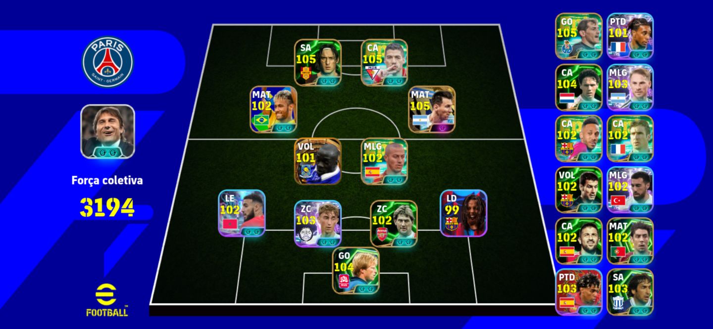 CONTA EFOOTBALL BOA PARA SKILLS COM 2 MESSI DO PECK E NEYMAR