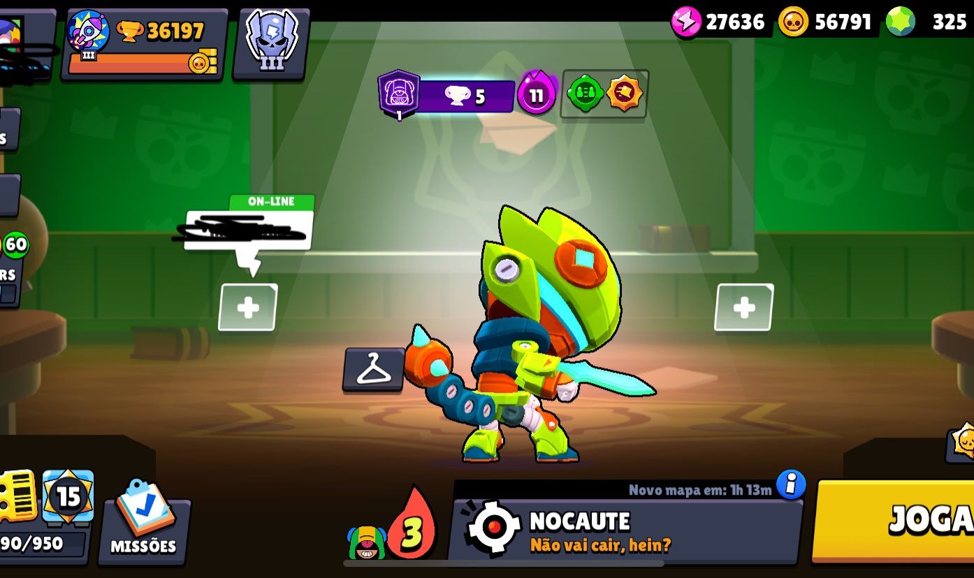 CONTA BRAWL STARS: 36K Troféus 80 Brawlers Vários Nível 11 56k Moedas e 325 Gema