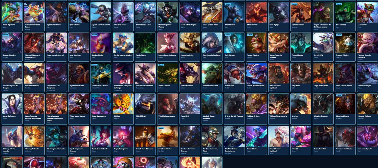 LEAGUE OF LEGENDS 278 SKINS NIVEL 440 TODOS CAMPEOES OURO