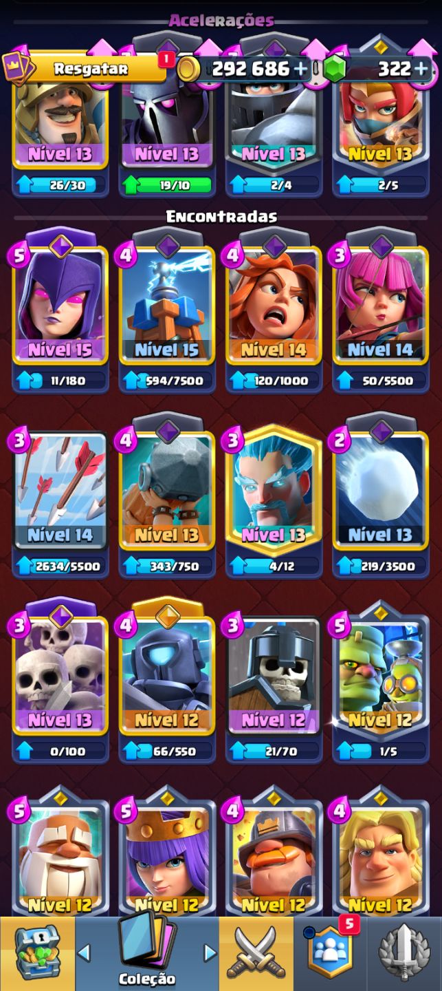 Conta Clash Royale muitos itens, com marretada do tor