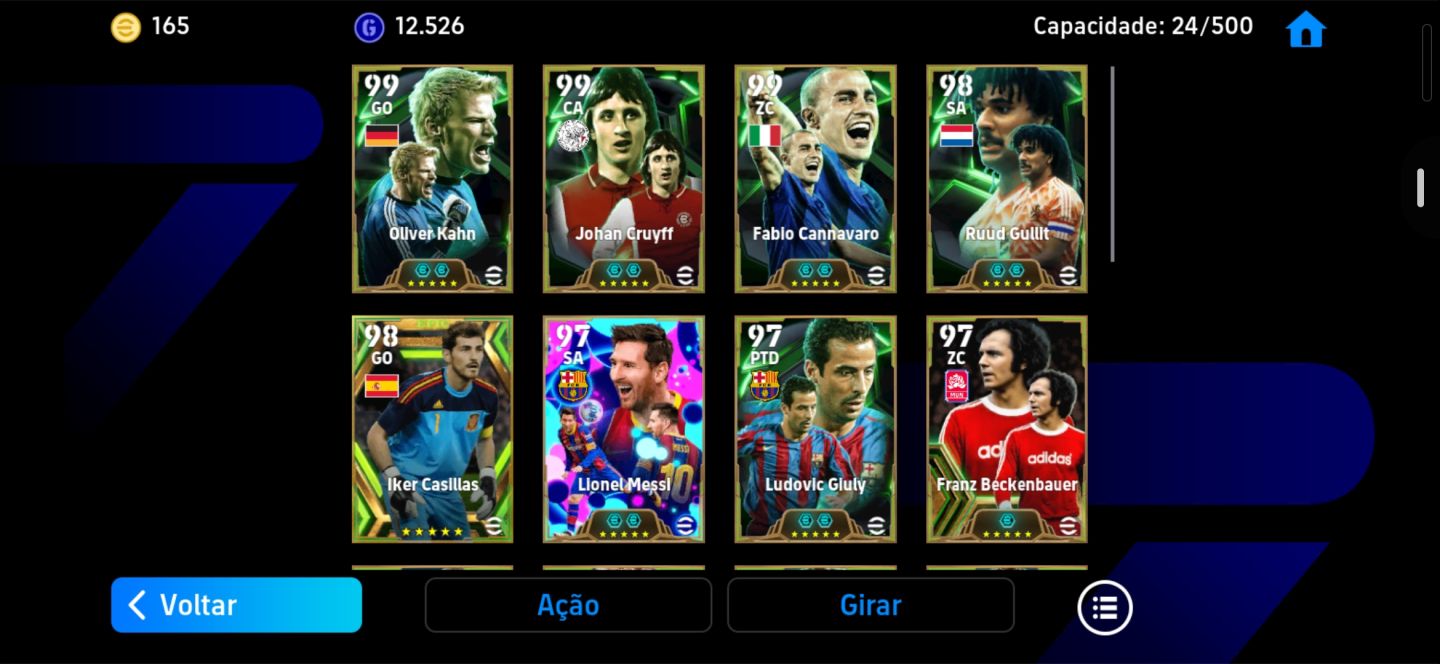 Conta braba com Gullit 104 Cruyff 106 Messi pack 105