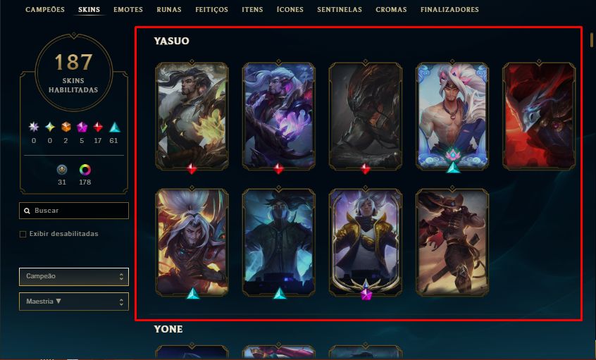 CONTAS MONOCHAMPIONS/ 1 MILHAO DE MAESTRIA+ COM BASTANTE OU POUCA SKINS