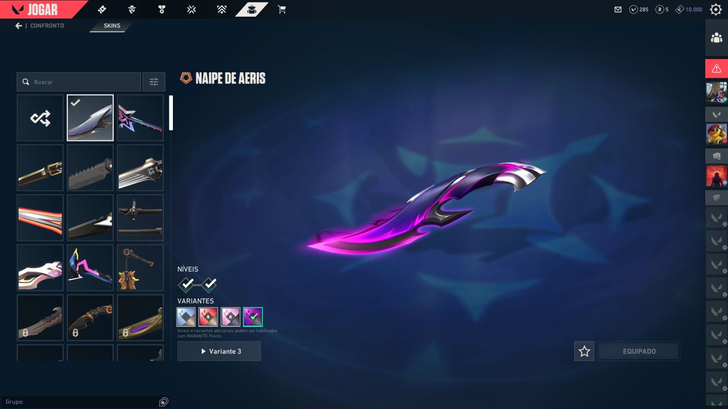 Conta valorant com várias skins