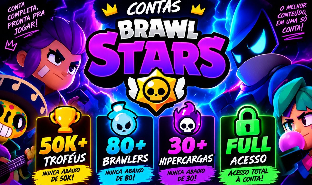 BRAWL STARS | 50K+ TROFÉUS | 80+ BRAWLERS | 30+ HIPERCARGAS | FULL ACESSO