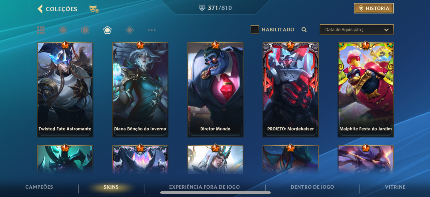 Conta wild rift 371 skins, já foi lenda e monarca