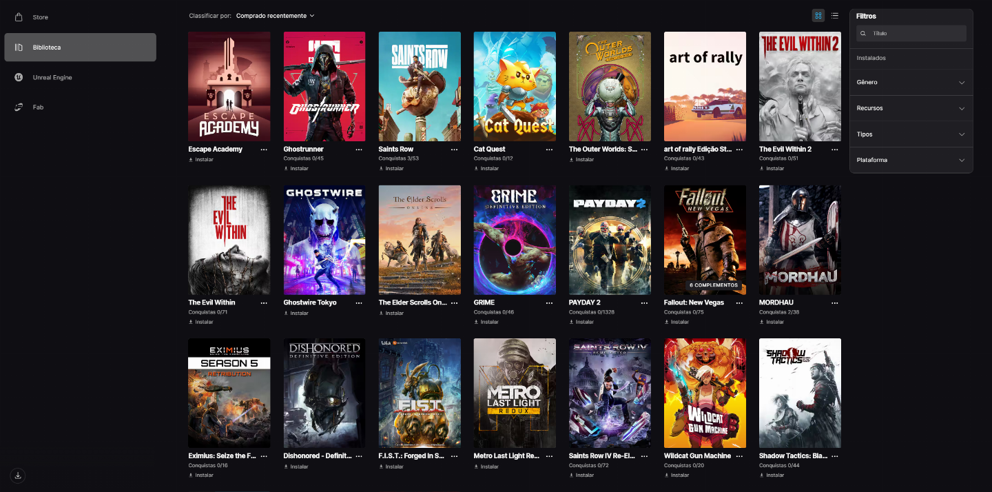 Conta Fortnite + Conta Epic com alguns jogos.