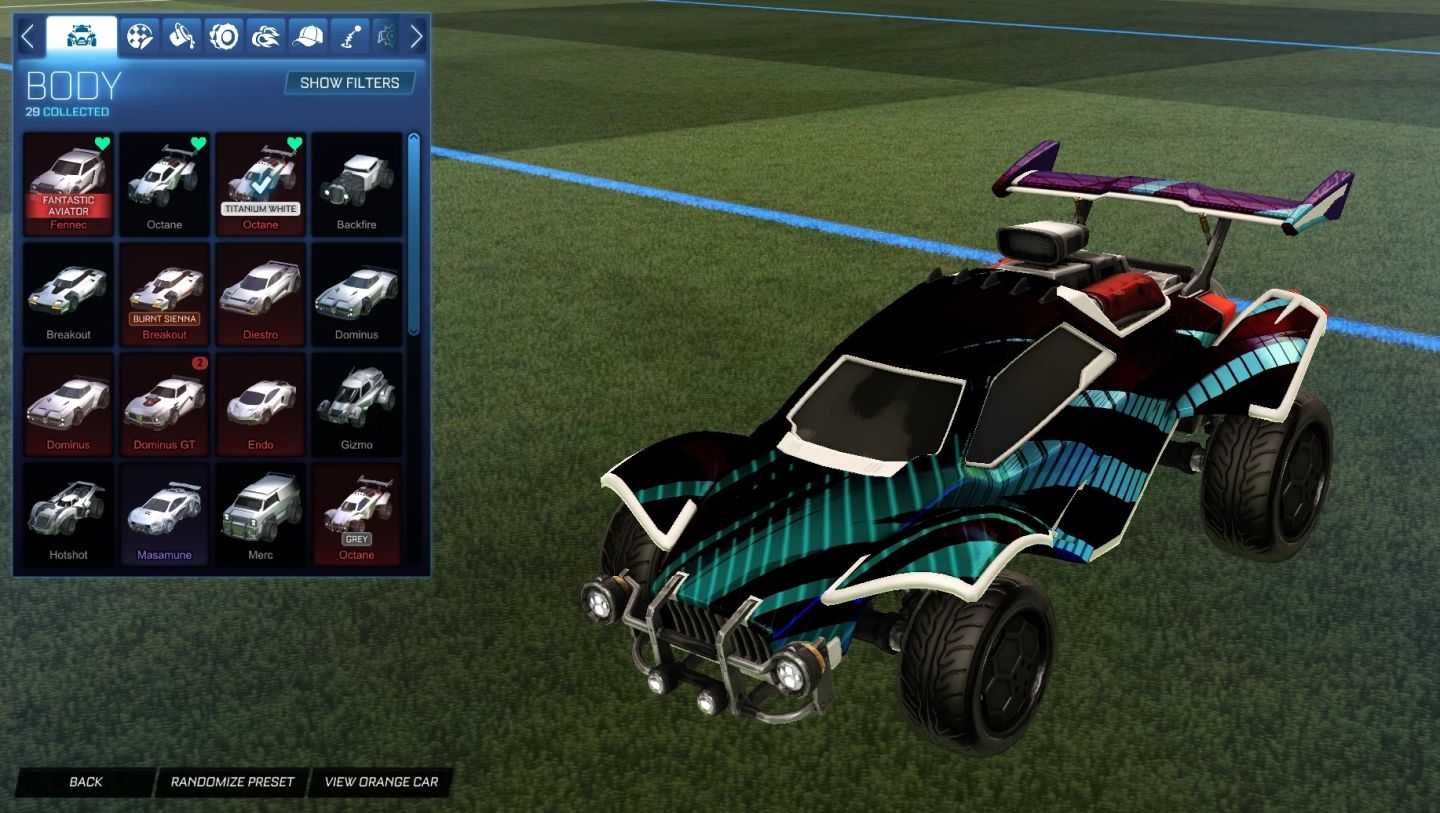 CONTA ROCKET LEAGUE COM VARIAS TAGS SSL, FENNEC, OCTANE BRANCO ENTRE OUTROS