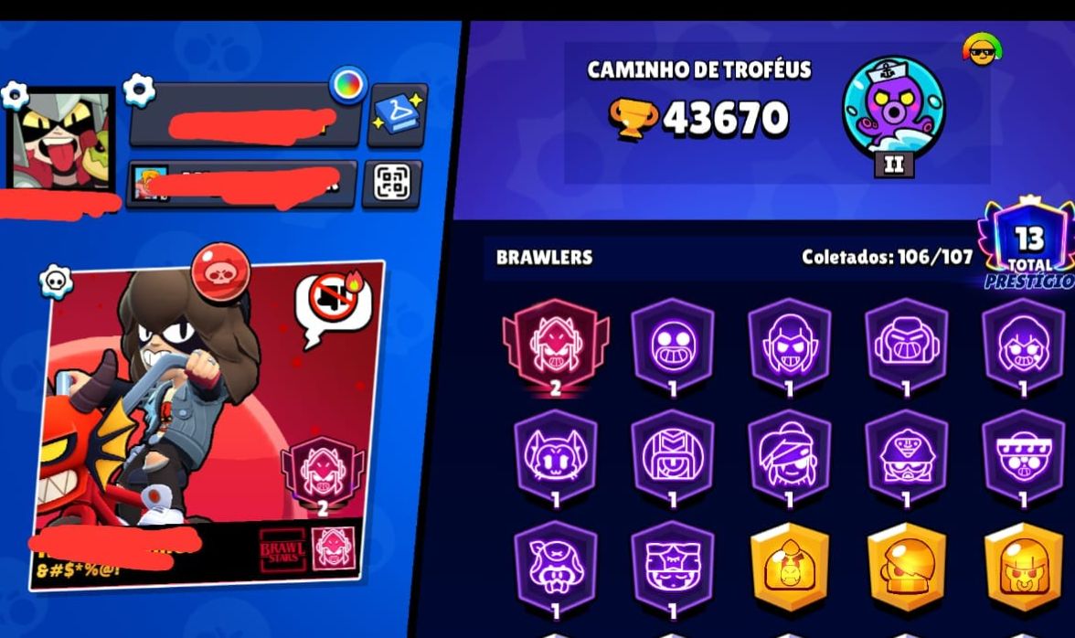 CONTA RARA DE BRAWL STARS COM MUITAS SKINS DE PARCERIA