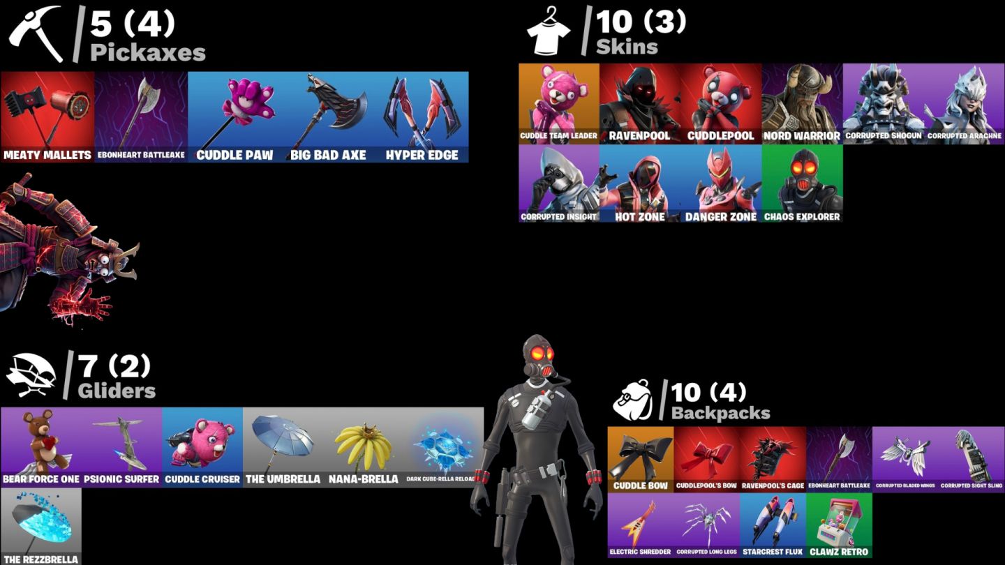 FORTNITE PC |FULL ACESSO | 10 SKINS | CUDDLE TEAM + RAVENPOOL | 200 VB | LVL 34