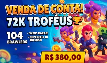 Conta Brawl Stars 72K Troféus | 104 Brawlers | Muitas Skins Raras