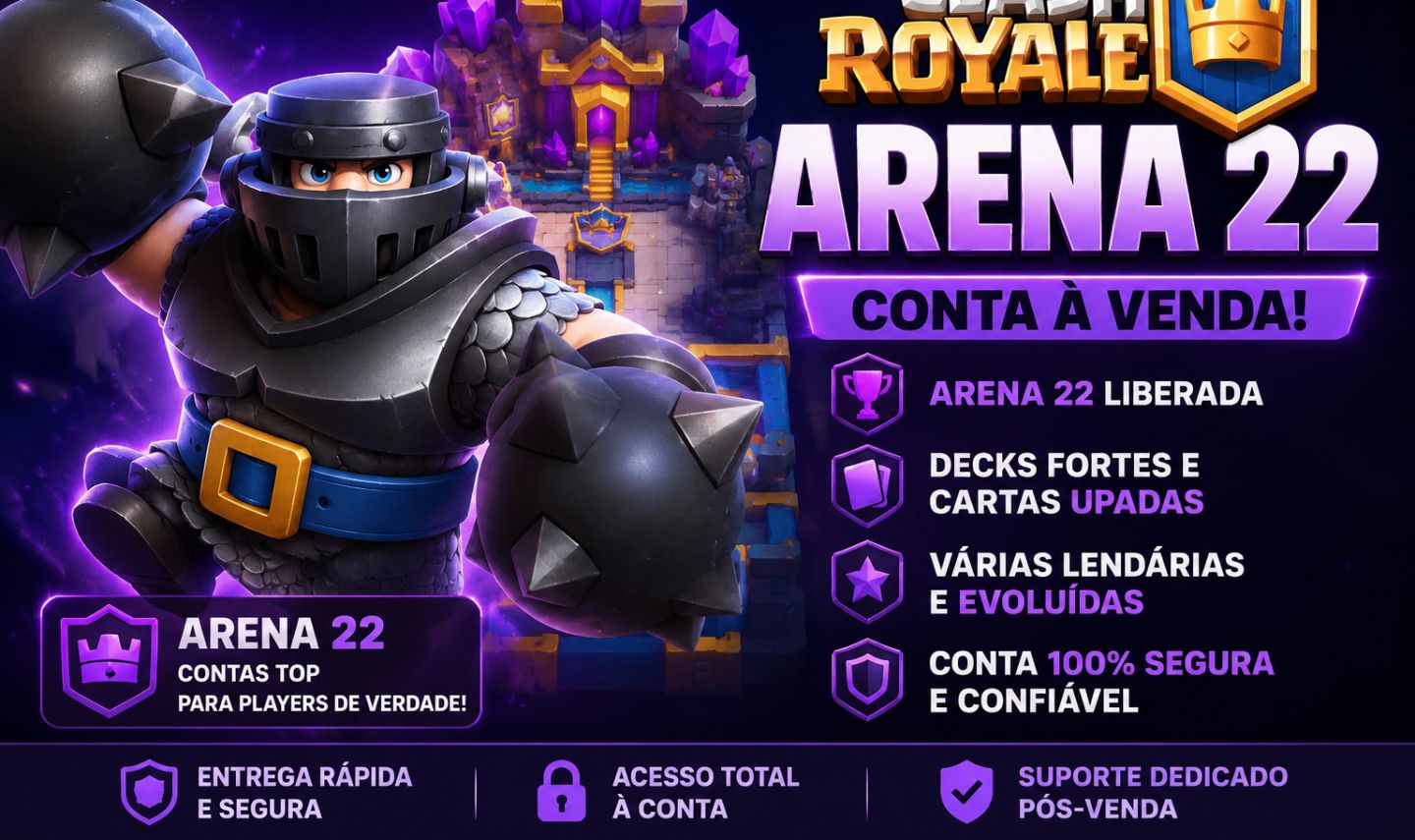 Conta Clash Royale - Arena 22/1104 gemas/2 herois/7 evos