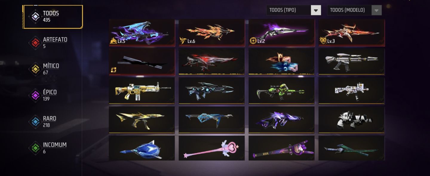 Conta Free Fire Veterana: Passes 4 Ao 9 + Full Ragnarok + Prime 7 + steamp punk