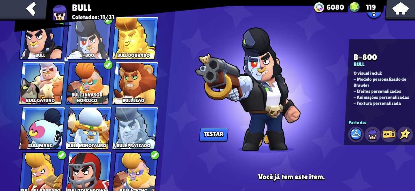 Conta de brawl stars com 28k de troféus e muitas skins raras.